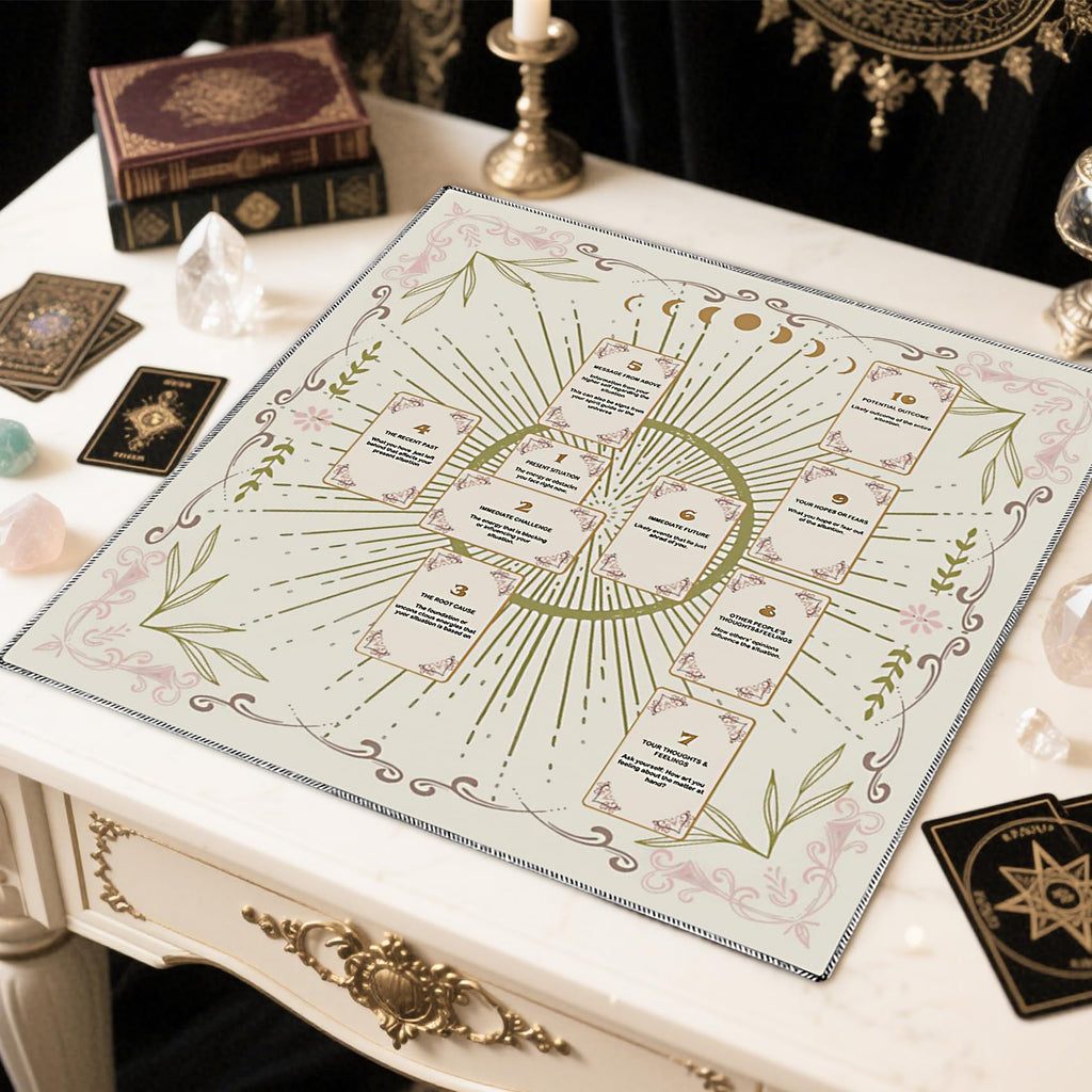 Knana White Velvet Tarot Cloth 23.62x23.62 Inches Celtic Cross Altar Mat for Divination