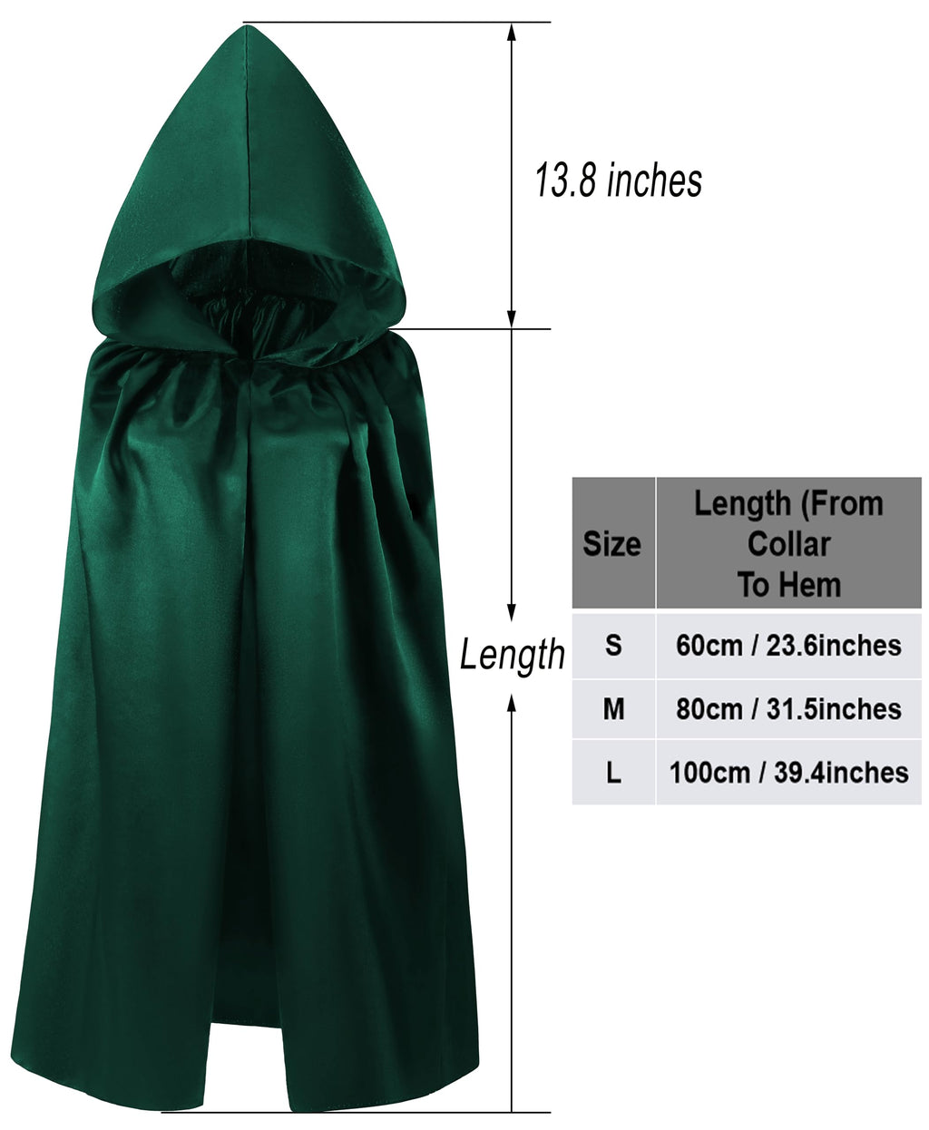 KNELOR Kids Hooded Cloak Robe for Halloween Cosplay Costumes Ages 3-16