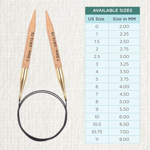 KnitPro Basix Beech Fixed Circular Needles 16" (40 cm) – US Size 10.75 (7 mm) for Smooth, Comfortable Knitting