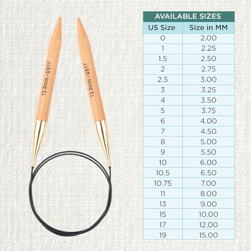 KnitPro Basix Beech Fixed Circular Needles 32" (80cm) - US Size 17 (12mm) for Chunky Yarns