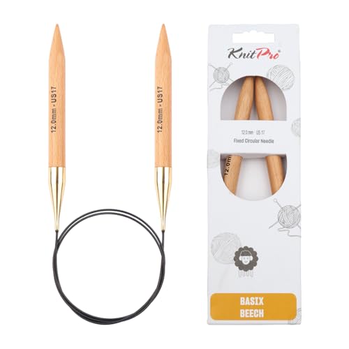 KnitPro Basix Beech Fixed Circular Needles 32" (80cm) - US Size 17 (12mm) for Chunky Yarns