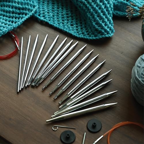 KnitPro Nova Interchangeable Circular Needles 5" (13cm) US Size 4 (3.5mm) – Brass, Silver