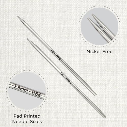 KnitPro Nova Interchangeable Circular Needles 5" (13cm) US Size 4 (3.5mm) – Brass, Silver