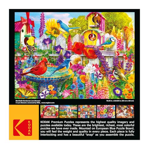 Kodak Premium 1000-Piece Jigsaw Puzzle – Bird Bath Garden by Lars Stewart