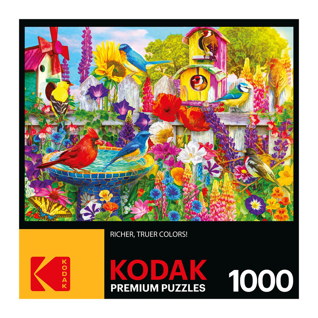 Kodak Premium 1000-Piece Jigsaw Puzzle – Bird Bath Garden by Lars Stewart
