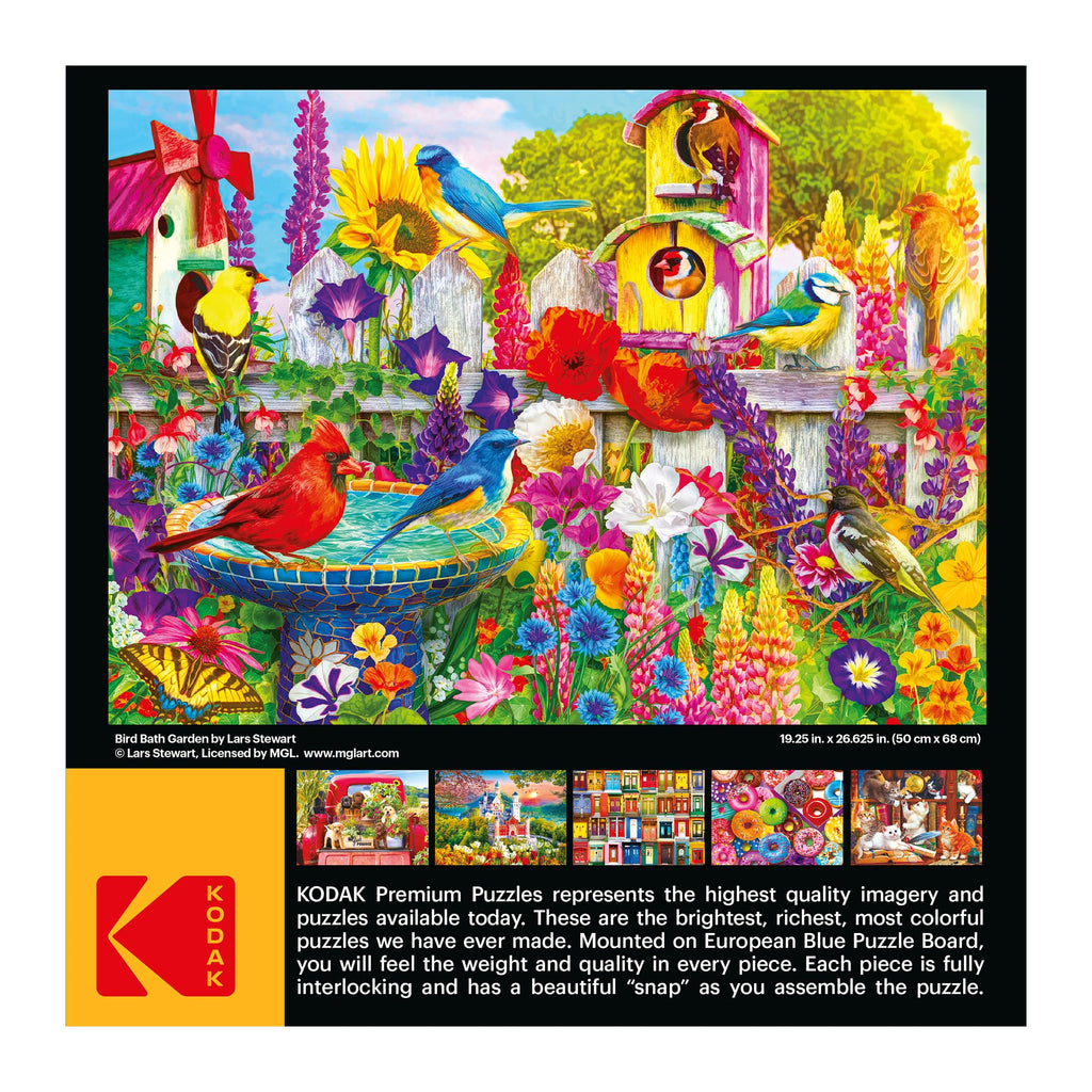 Kodak Premium 1000-Piece Jigsaw Puzzle – Bird Bath Garden by Lars Stewart