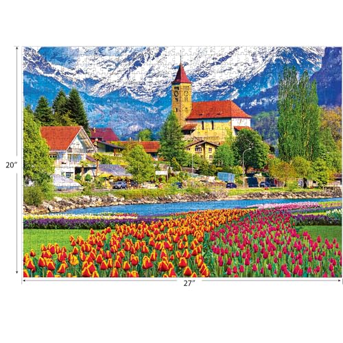 Kodak Premium 1000-Piece Jigsaw Puzzle – Brienz Town and Flowers, Switzerland