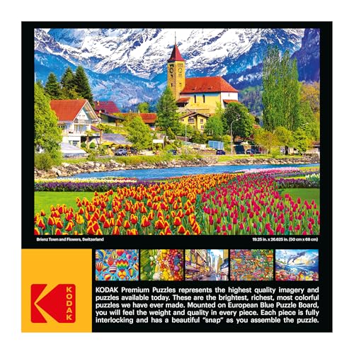 Kodak Premium 1000-Piece Jigsaw Puzzle – Brienz Town and Flowers, Switzerland