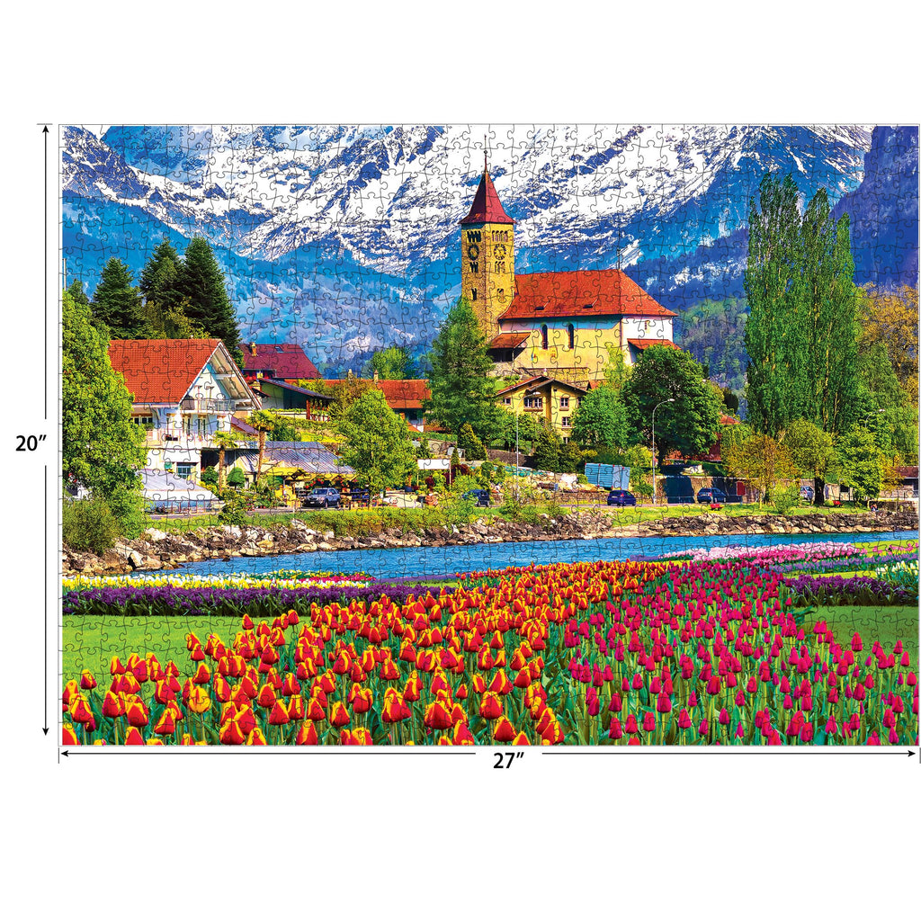 Kodak Premium 1000-Piece Jigsaw Puzzle – Brienz Town and Flowers, Switzerland