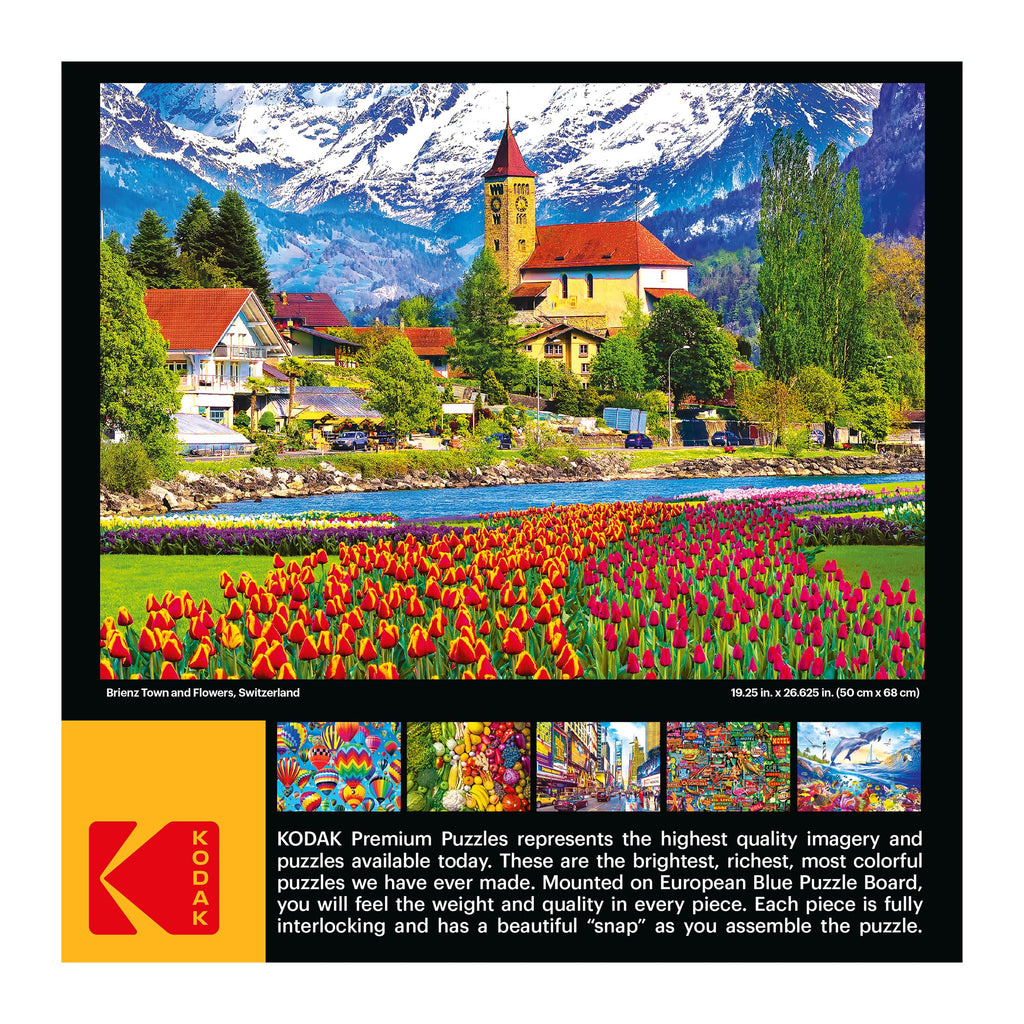 Kodak Premium 1000-Piece Jigsaw Puzzle – Brienz Town and Flowers, Switzerland