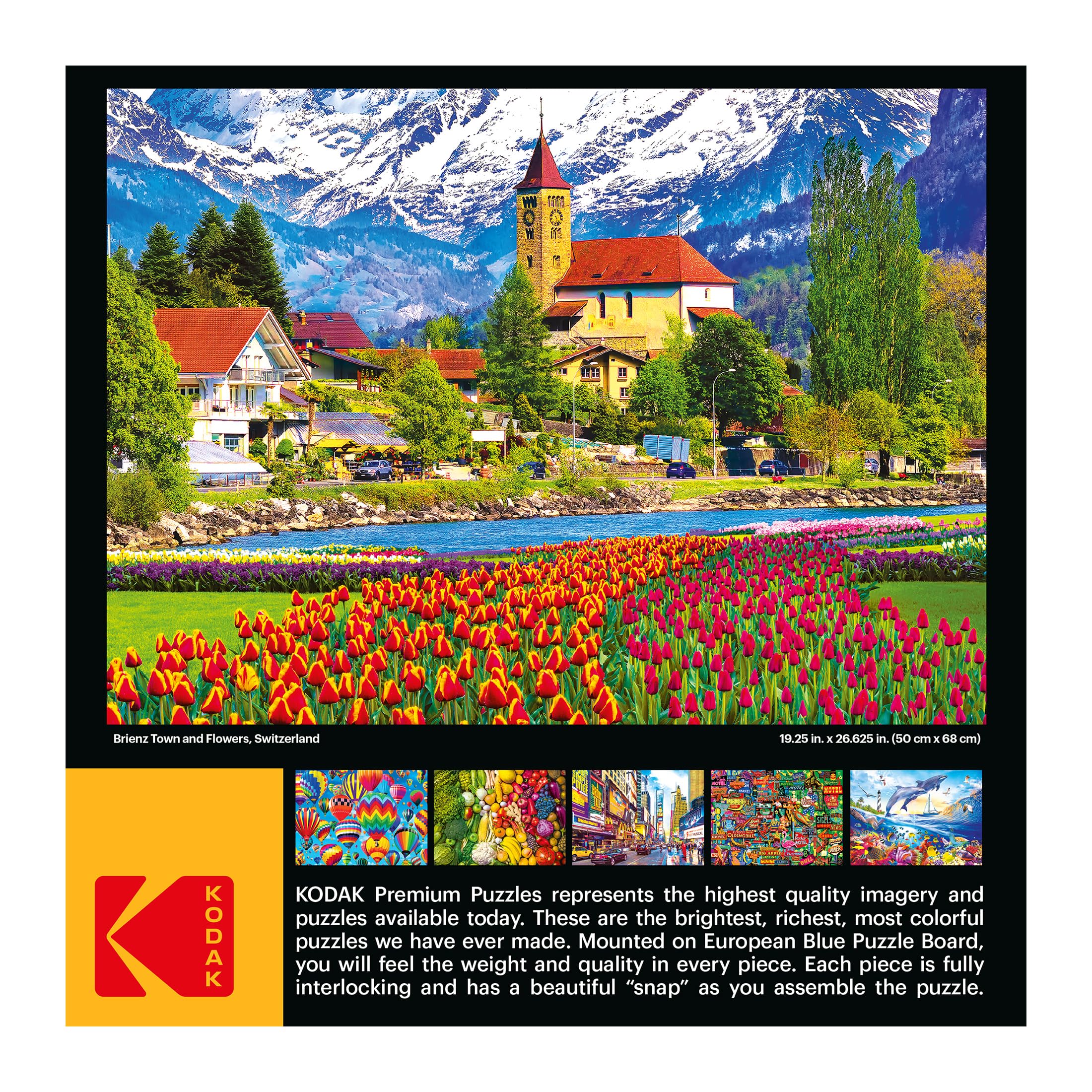 Kodak Premium 1000-Piece Jigsaw Puzzle – Brienz Town and Flowers, Switzerland