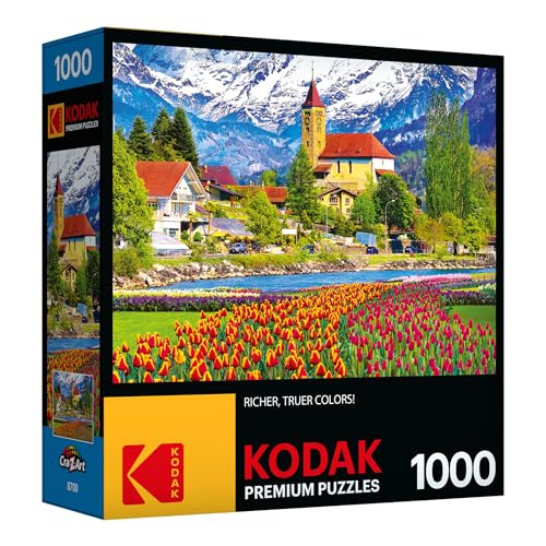 Kodak Premium 1000-Piece Jigsaw Puzzle – Brienz Town and Flowers, Switzerland