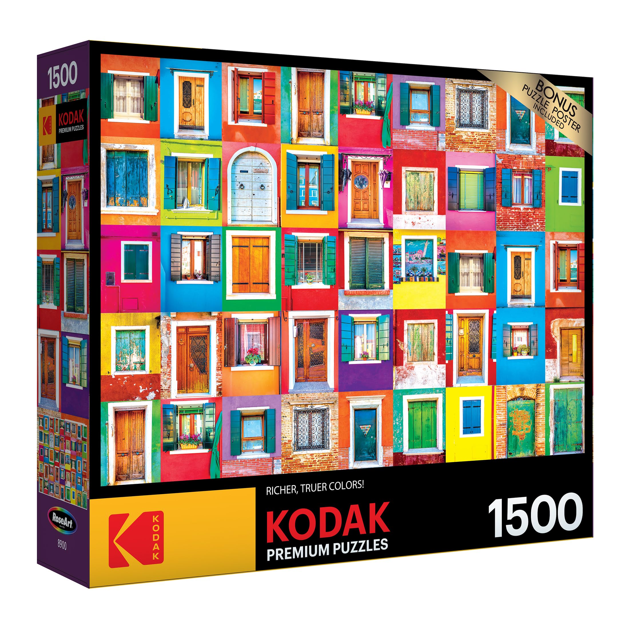 Kodak Premium 1500-Piece Jigsaw Puzzle: Colorful Windows and Doors of Burano by RoseArt
