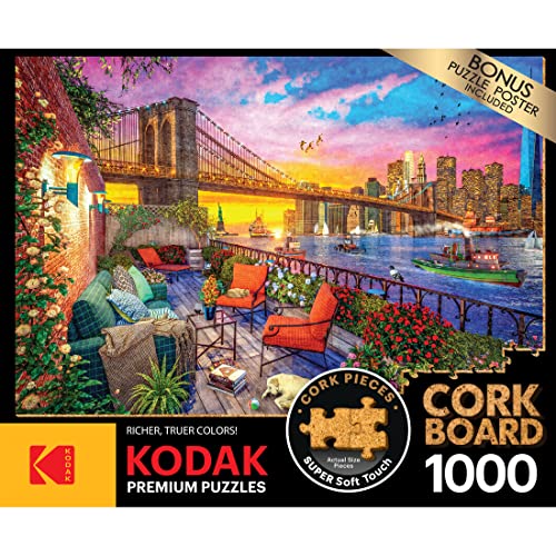 Kodak Premium Cork 1000-Piece Jigsaw Puzzle: Manhattan Balcony Sunset by RoseArt