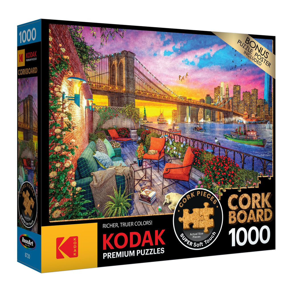 Kodak Premium Cork 1000-Piece Jigsaw Puzzle: Manhattan Balcony Sunset by RoseArt
