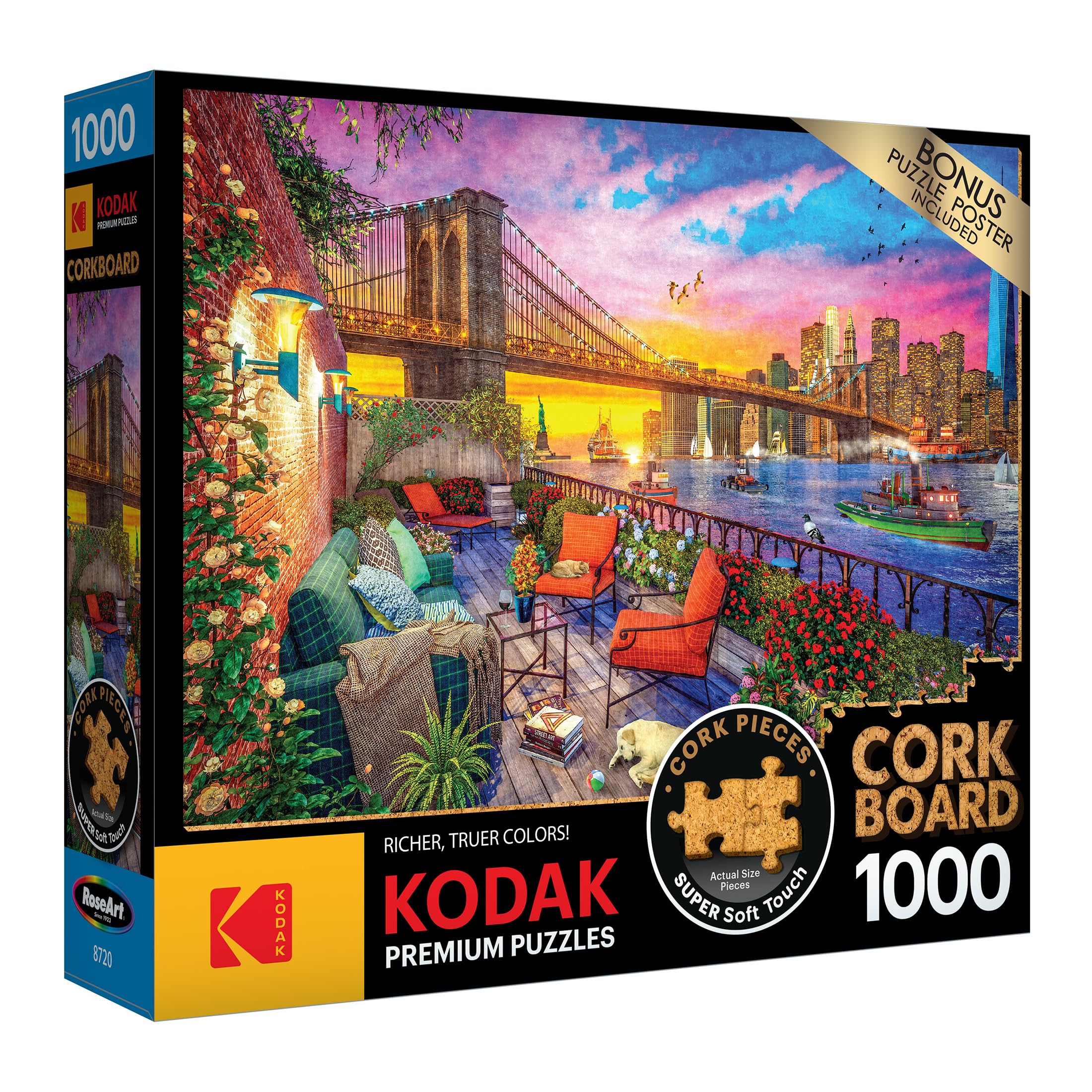 Kodak Premium Cork 1000-Piece Jigsaw Puzzle: Manhattan Balcony Sunset by RoseArt