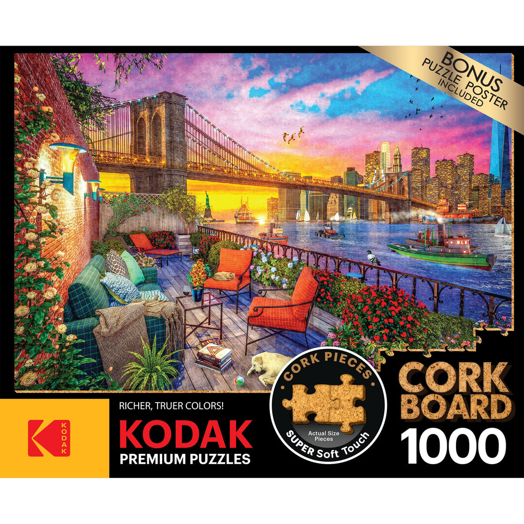 Kodak Premium Cork 1000-Piece Jigsaw Puzzle: Manhattan Balcony Sunset by RoseArt