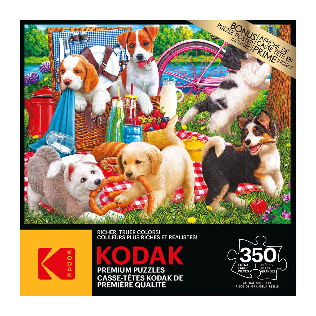 Kodak Premium Puppies on a Picnic Jigsaw Puzzle – 350 Pieces by RoseArt