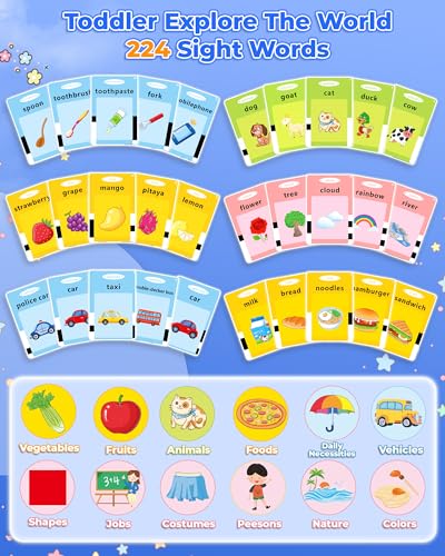 KOKODI Talking Flash Cards for Toddlers 2-5 – 224 Sight Words, Speech Therapy Toy, Autism Sensory Learning, No Screen Required
