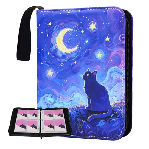 KOLIN Starry Cat Card Binder – 400-Pocket PU Leather Album for Standard Size Cards, Gift for Collectors
