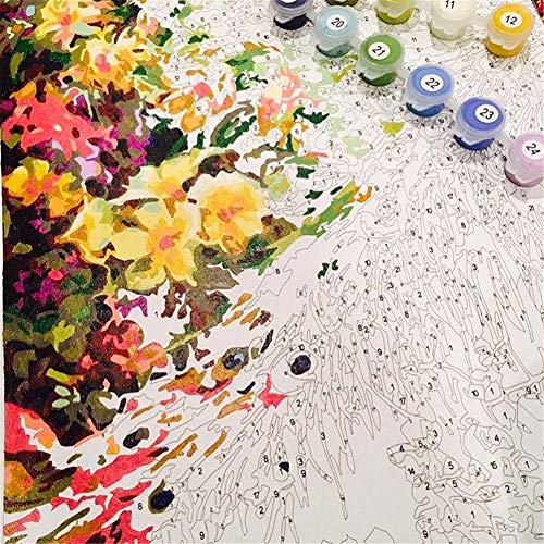 KOMI Dancing Flower Paint by Numbers Kit for Adults – 16x20 Inch Frameless Canvas