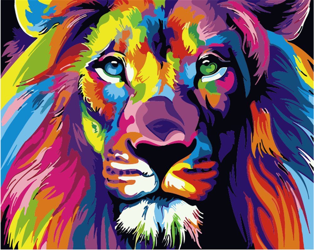Komking Paint by Number for Adults Beginner – Colorful Lion 16x20 Inch DIY Kit