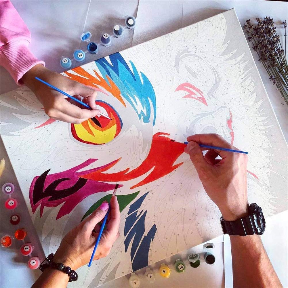 Komking Paint by Number for Adults Beginner – Colorful Lion 16x20 Inch DIY Kit