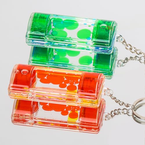 KongLam Liquid Motion Bubbler Keychains (4-Pack) - Colorful Hourglass Timers for Stress Relief