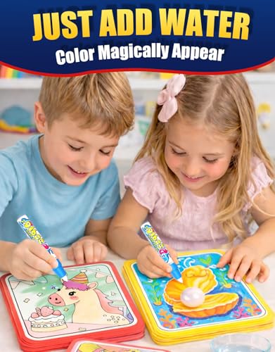K'ONLE Reusable Water Coloring Book – 10 Dinosaur Pages, Mess-Free Fun for Toddlers Ages 3–6