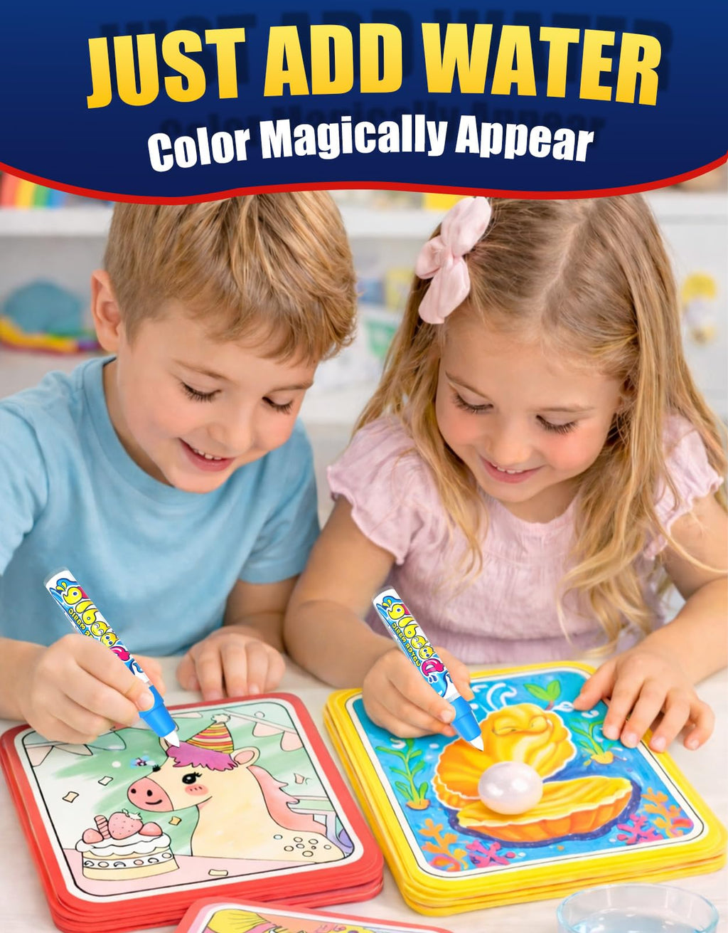 K'ONLE Reusable Water Coloring Book – 10 Dinosaur Pages, Mess-Free Fun for Toddlers Ages 3–6