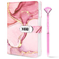 Koogel A5 Locking Journal for Girls 8-12 – Pink Marble, 120 Pages, Combination Lock with Pen