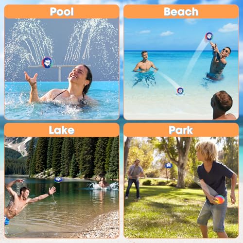 Korlon Skipping Water Balls 4 Pack - Bouncing Pool Toys with Mesh Bag for Kids and Adults