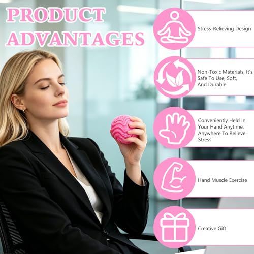 KOSIMI Fuzz Ball Pink Squishy Stress Ball – Soft Fidget Toy for Anxiety Relief and Focus