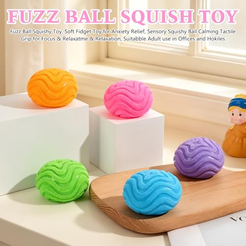 KOSIMI Fuzz Ball Pink Squishy Stress Ball – Soft Fidget Toy for Anxiety Relief and Focus