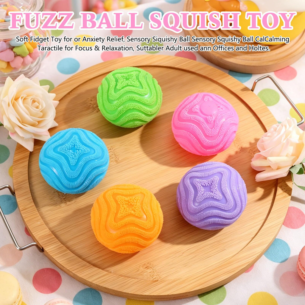 KOSIMI Purple Fuzz Ball Squishy Stress Ball – Soft Fidget Toy for Anxiety Relief