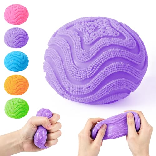 KOSIMI Purple Fuzz Ball Squishy Stress Ball – Soft Fidget Toy for Anxiety Relief