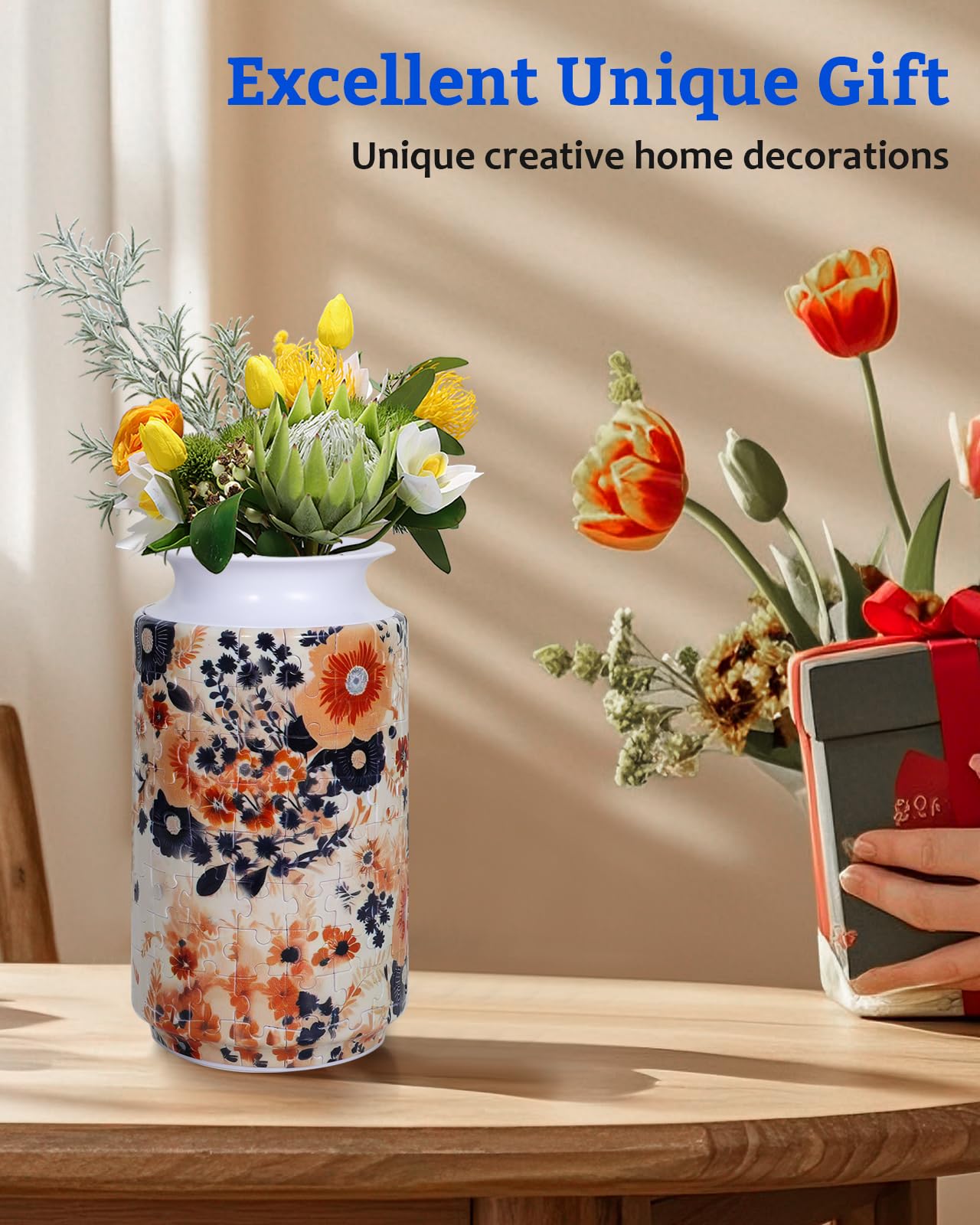 KOSTBAR 3D Puzzle Vase - 162-Piece Plastic Puzzle for Adults, UV Printed, Removable Water Cup, Unique Mother's Day Gift