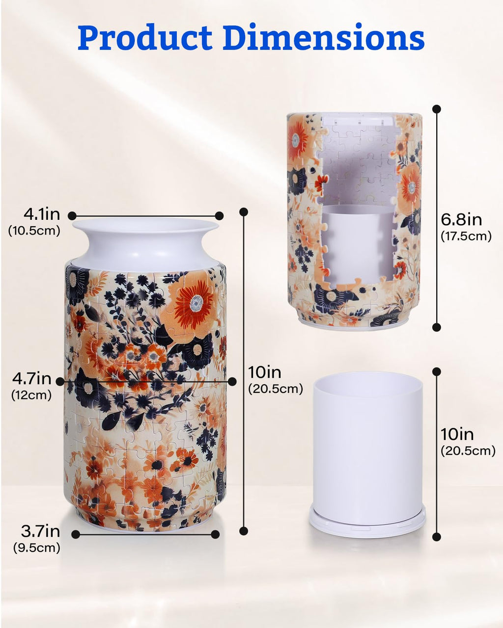 KOSTBAR 3D Puzzle Vase - 162-Piece Plastic Puzzle for Adults, UV Printed, Removable Water Cup, Unique Mother's Day Gift