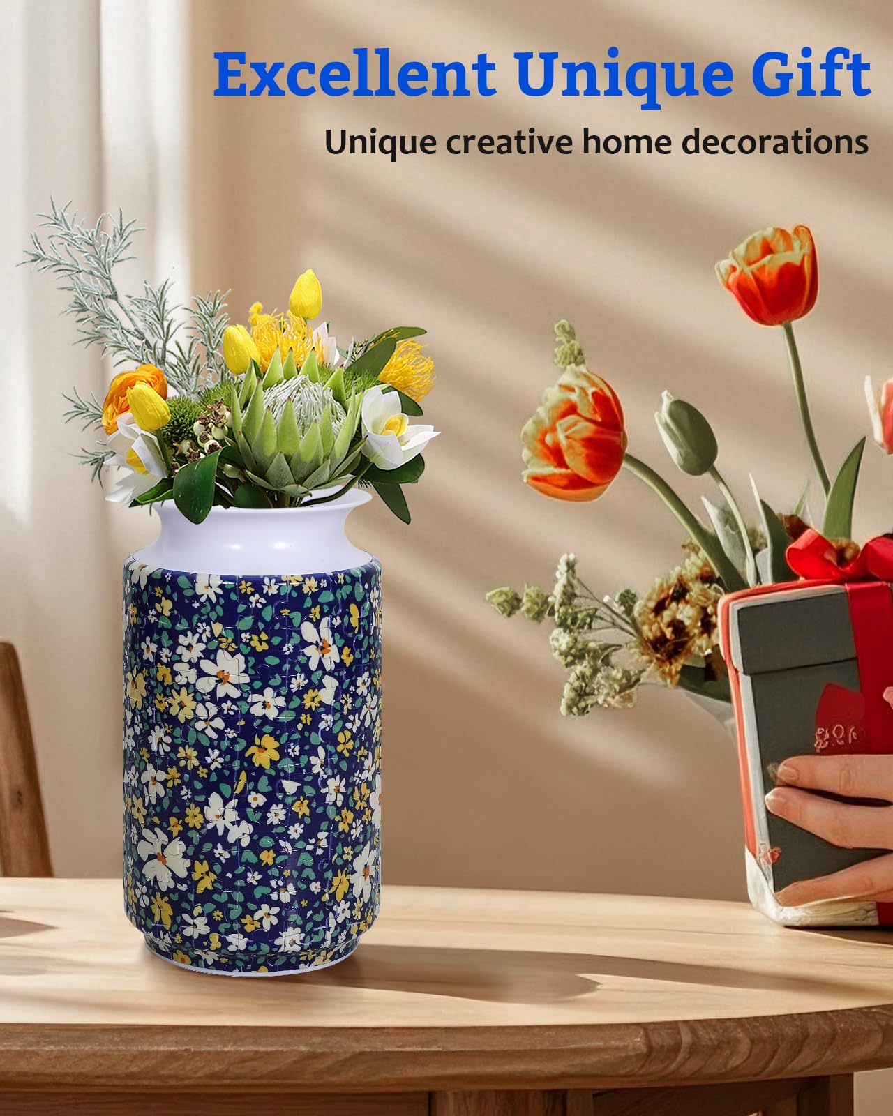 KOSTBAR 3D Puzzle Vase - 162 Pieces, UV Printed, Arc Splicing, Wide Mouth, Removable Water Cup - Unique Gift for Mother's Day