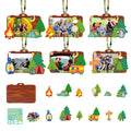 KOYILTD 24-Pack Camping Wooden Picture Frames – DIY Craft Kit for Party Decor, Christmas Ornaments, and Travel Gifts (Camera)