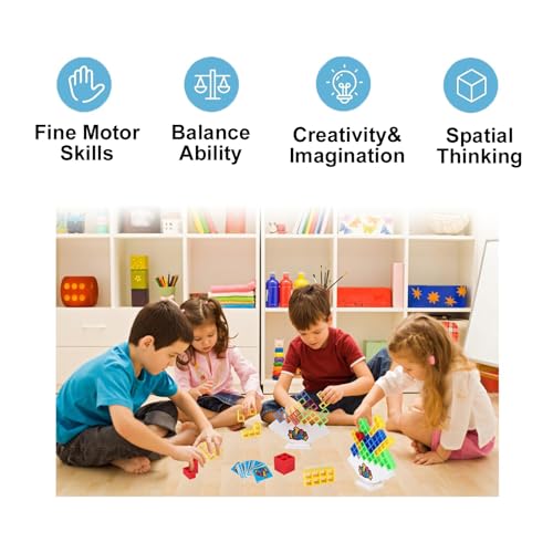 Koyzsen 48-Piece Balance Stacking Block Game – Family Stacking Toy with 22 Cards for Kids and Adults