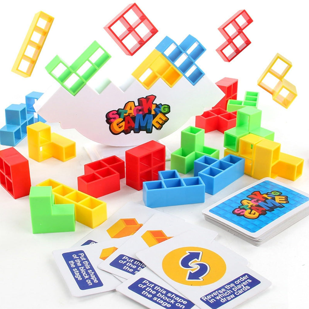 Koyzsen 48-Piece Balance Stacking Block Game – Family Stacking Toy with 22 Cards for Kids and Adults