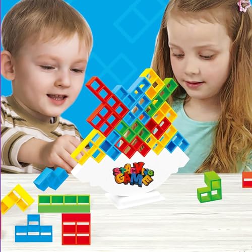 Koyzsen 48-Piece Balance Stacking Block Game – Family Stacking Toy with 22 Cards for Kids and Adults