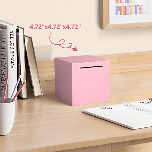 Kozsort Unbreakable Stainless Steel Piggy Bank for Adults - Pink, 4.72 Inch, Must Break to Open
