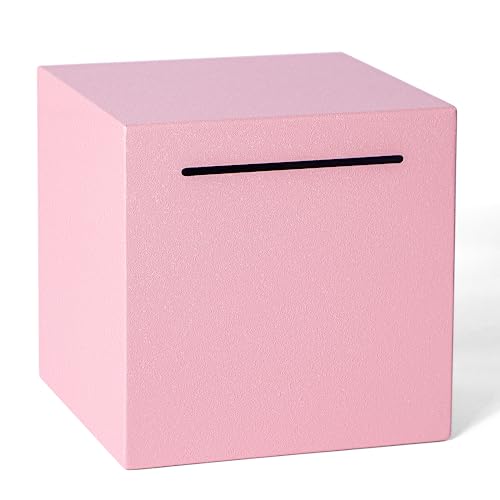 Kozsort Unbreakable Stainless Steel Piggy Bank for Adults - Pink, 4.72 Inch, Must Break to Open