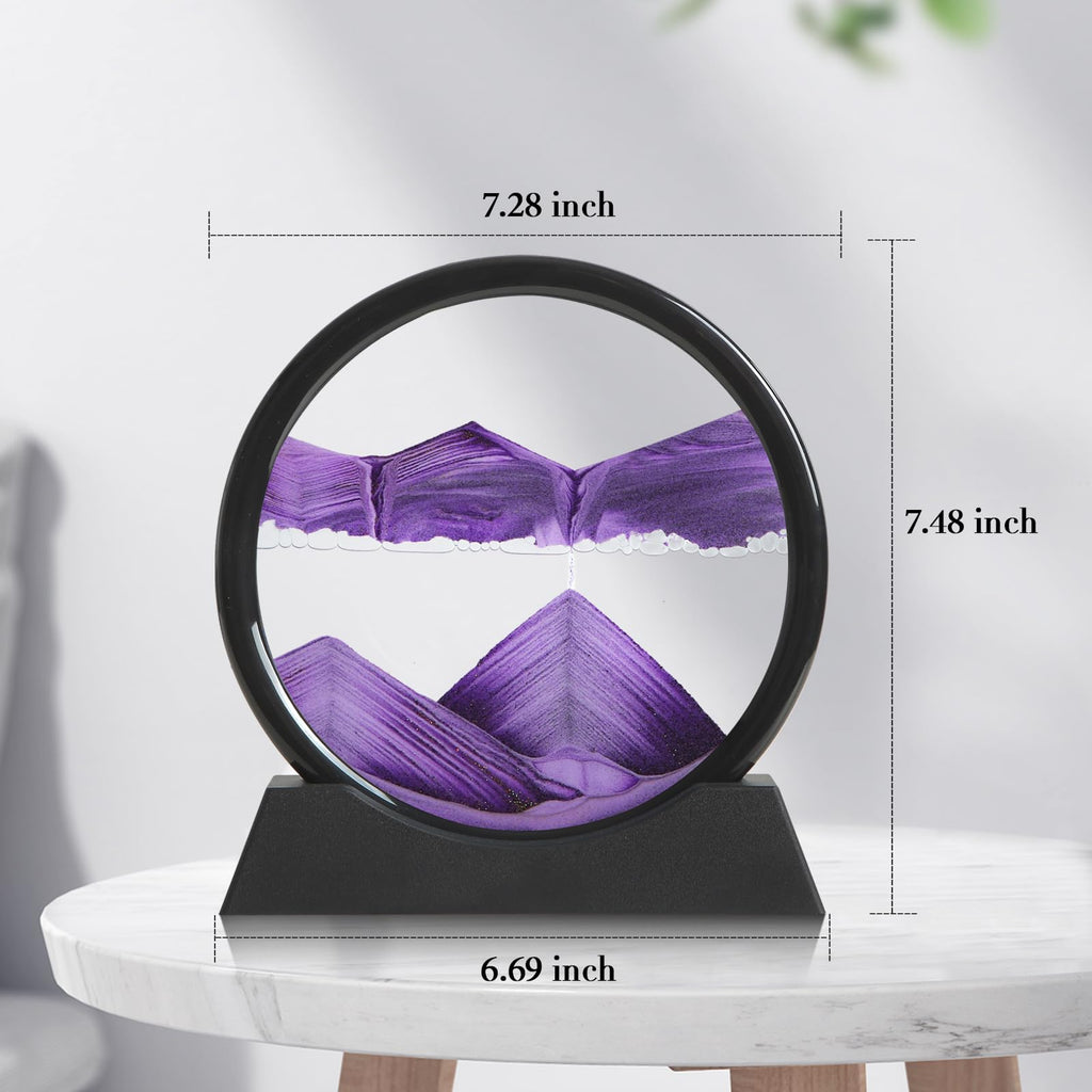 KPNUWN Moving Sand Art Liquid Motion – 7-Inch Purple Deep Sea Sandscape Desktop Decor