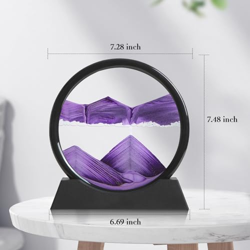 KPNUWN Moving Sand Art Liquid Motion – 7-Inch Purple Deep Sea Sandscape Desktop Decor