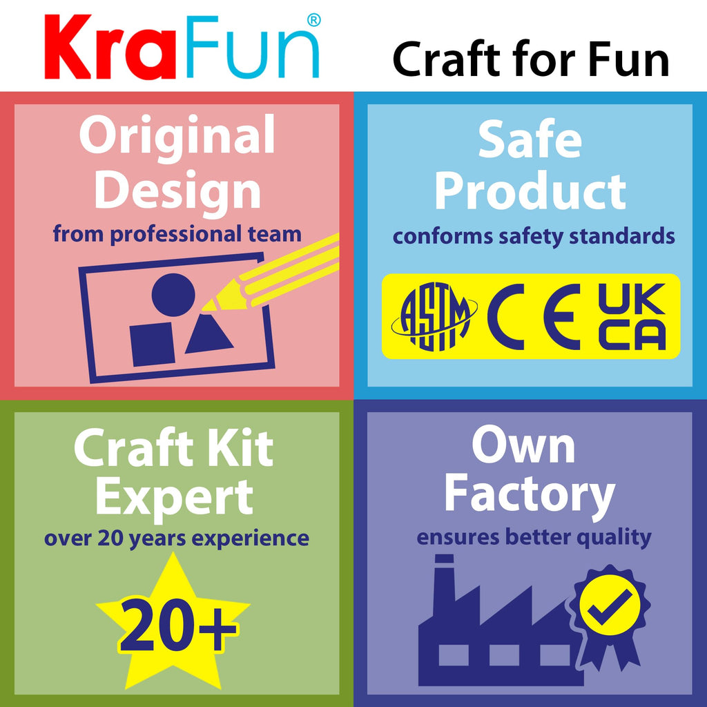KRAFUN My First Cross Stitch Kit for Kids Age 5+: 4 Butterfly & Flower Keyring Projects, Embroidery Arts & Crafts Gift for Girls