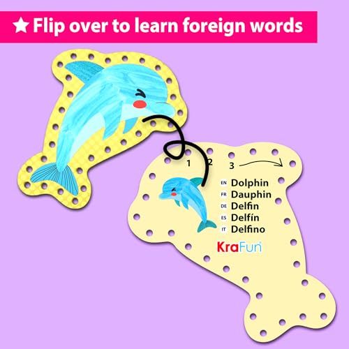 KRAFUN My First Lacing Cards Kit – 5 Mermaid Ocean Projects for Toddlers Age 3+