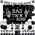 Kreatwow Bad Two The Bone Birthday Decorations Kit – Rock & Roll 2nd Birthday Set with Backdrop, Banner, Cake Topper, Balloons